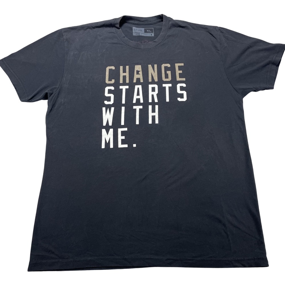 UNRL T Shirt Mens XL Black Change Starts With Me Graphic Tee Motivational